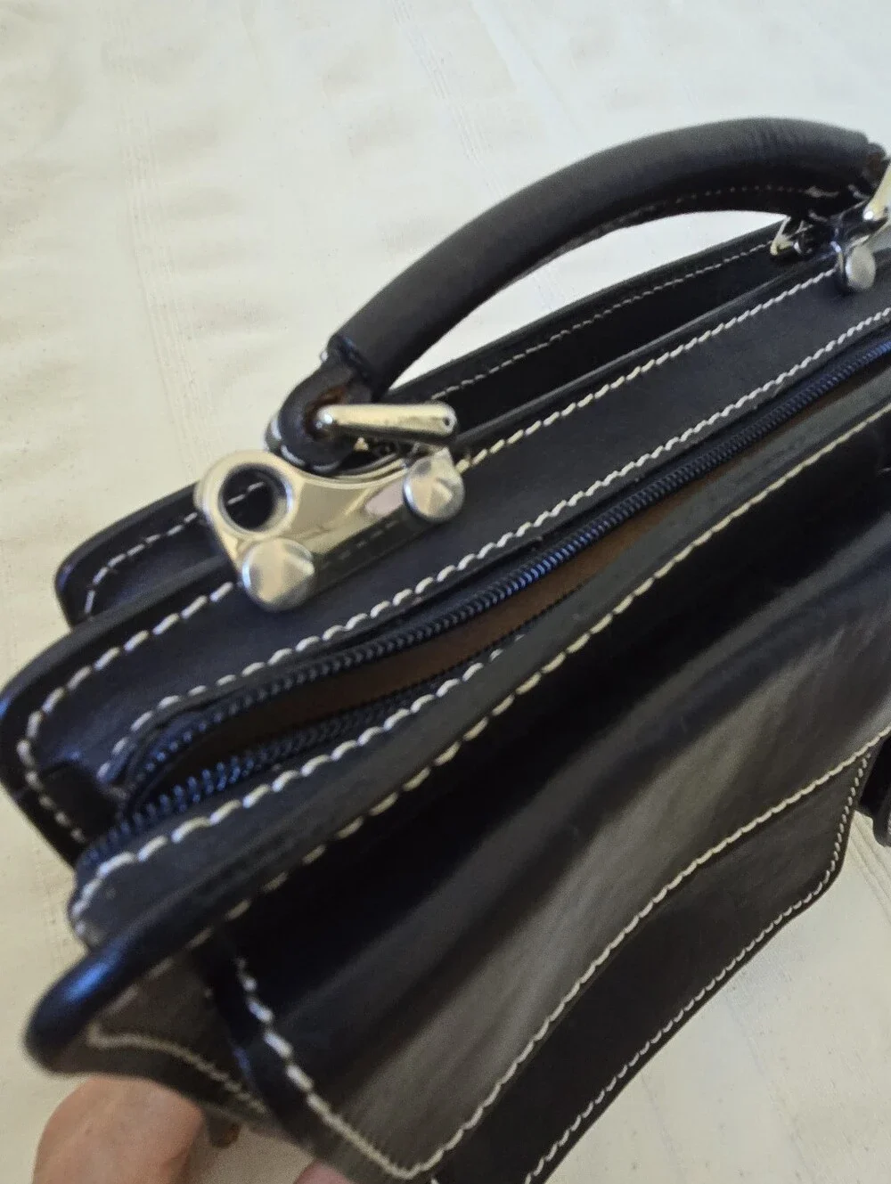 Il Giglio Black Leather Multi-compartment Crossbody Bag Structured Unisex Italy